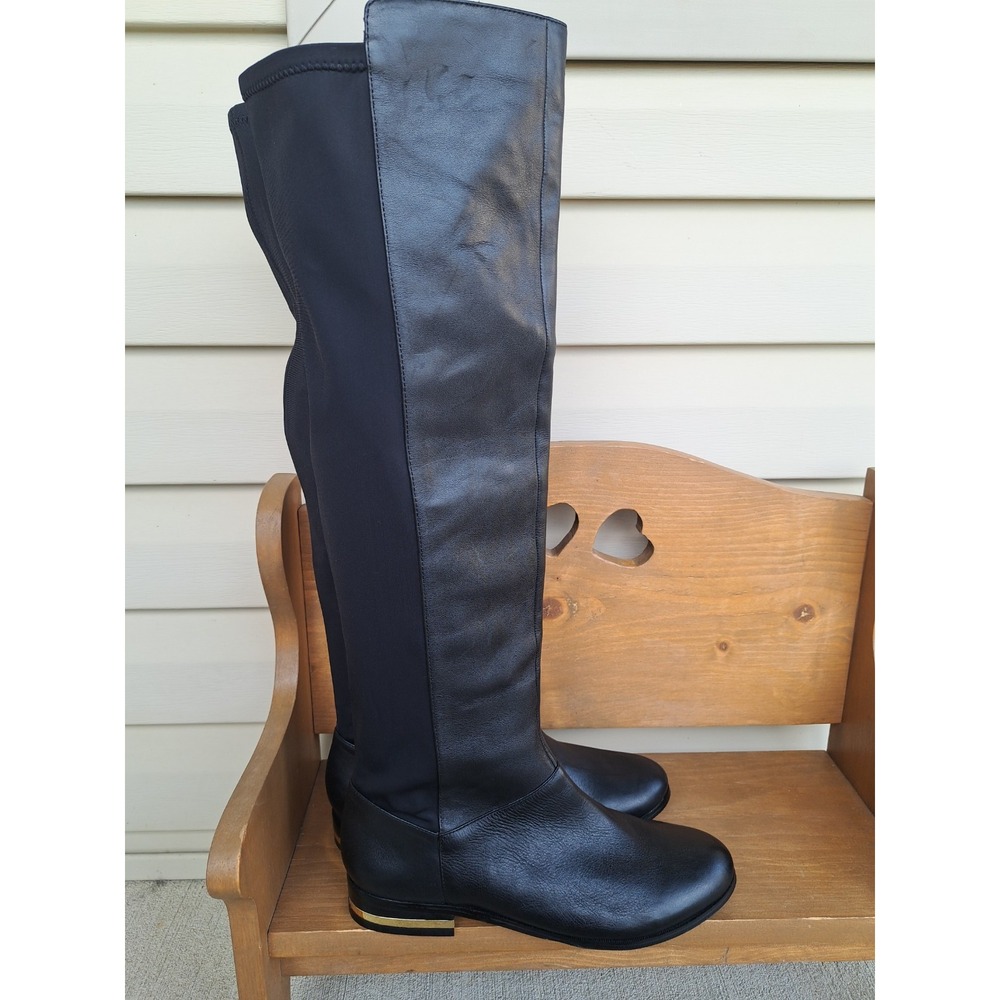 Ann Taylor Women's Black Leather Knee High Riding Boots 8.5 New